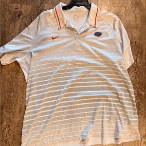 Nike Men's Polo Shirt with White and Orange Accents